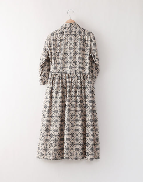 Linen gathered shirt dress